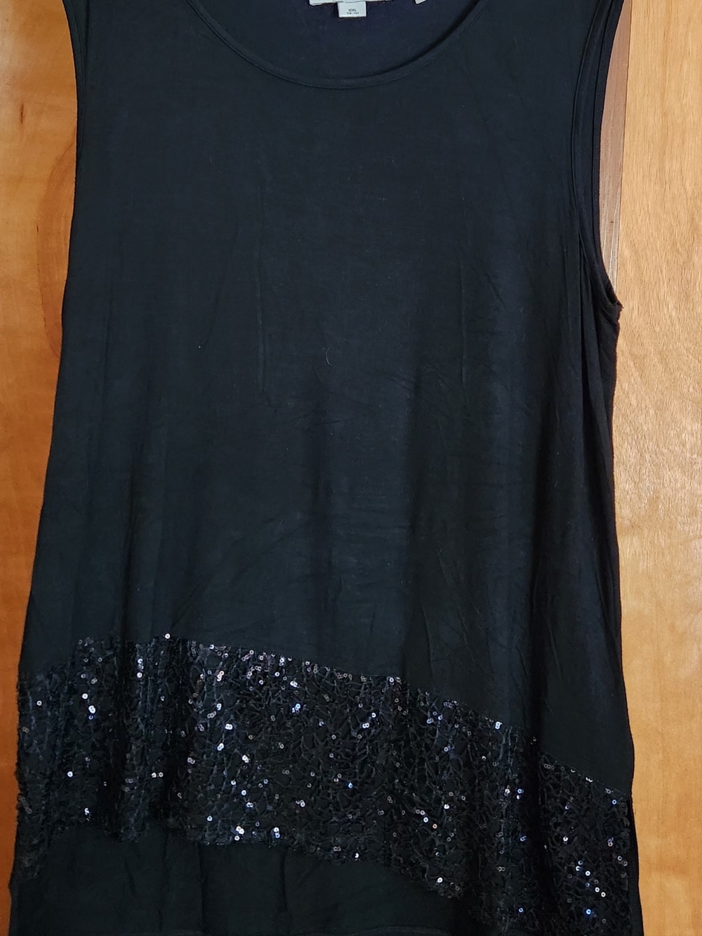 Black Sleeveless Sequin Asymetrical Women's Top